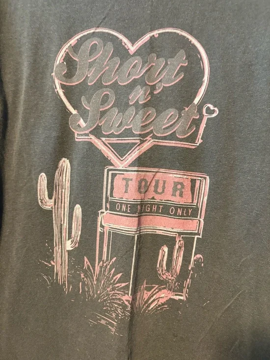 Girl Tribe Co. Vintage Short n' Sweet Graphic Tee - Pepper Gray with Pink Print - Picture 4 of 4
